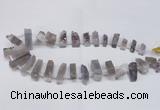 CTD1594 Top drilled 8*25mm - 9*25mm sticks druzy amethyst beads