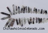 CTD1606 Top drilled 6*25mm - 8*50mm sticks botswana agate beads