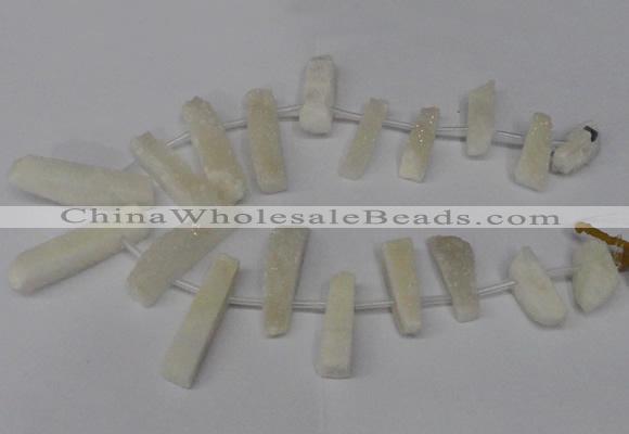 CTD1608 Top drilled 13*25mm - 15*45mm freeform plated druzy quartz beads