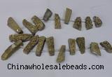 CTD1612 Top drilled 13*25mm - 15*45mm freeform plated druzy quartz beads