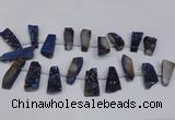 CTD1613 Top drilled 13*25mm - 15*45mm freeform plated druzy quartz beads
