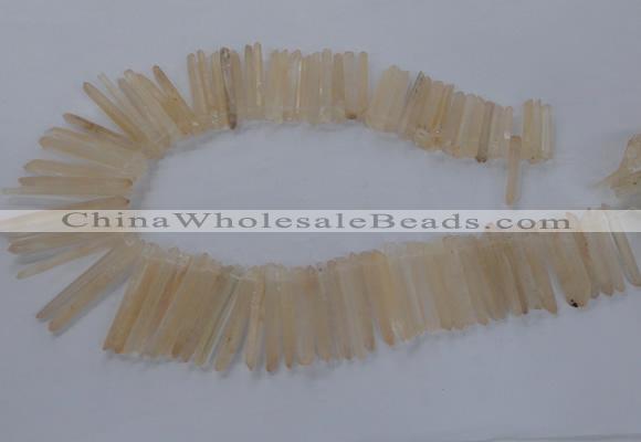 CTD1621 Top drilled 5*25mm - 6*45mm sticks white crystal beads