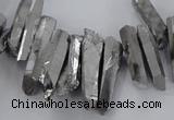 CTD1623 Top drilled 4*15mm - 6*35mm sticks plated quartz beads