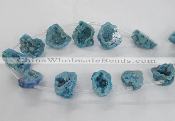 CTD1684 Top drilled 15*25mm - 30*35mm nuggets druzy agate beads