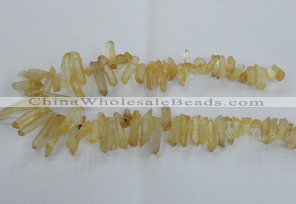 CTD1691 Top drilled 5*15mm - 7*35mm sticks dyed white crystal beads
