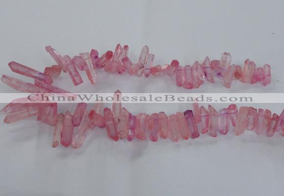 CTD1693 Top drilled 5*15mm - 7*35mm sticks dyed white crystal beads