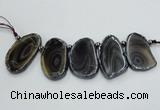 CTD1727 Top drilled 25*35mm - 25*45mm freeform Botswana agate slab beads