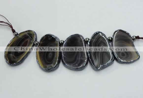 CTD1727 Top drilled 25*35mm - 25*45mm freeform Botswana agate slab beads