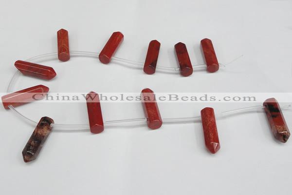 CTD1809 Top drilled 10*30mm - 10*32mm sticks red jasper beads