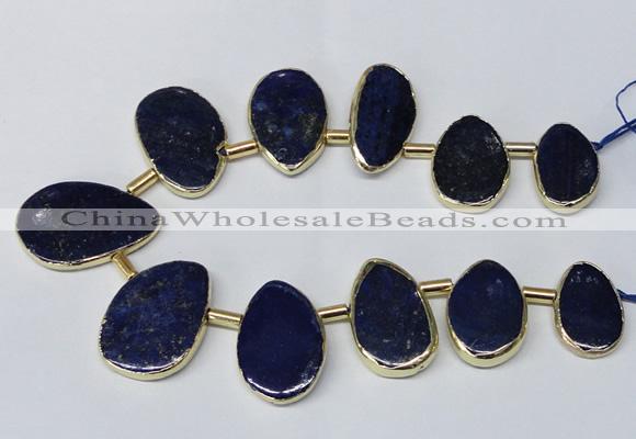 CTD1928 Top drilled 18*25mm - 25*40mm freeform lapis lazuli beads