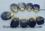 CTD1965 Top drilled 25*35mm - 35*45mm freeform lapis lazuli beads