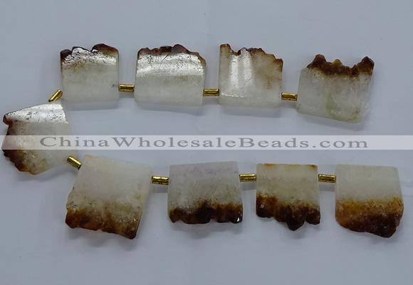 CTD1995 Top drilled 30*35mm - 35*40mm freeform druzy citrine beads