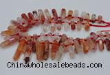 CTD2112 Top drilled 10*25mm - 12*45mm sticks pink quartz beads