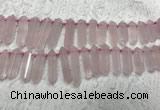 CTD2114 Top drilled 10*25mm - 12*45mm sticks rose quartz beads