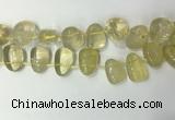 CTD2142 Top drilled 15*25mm - 18*25mm freeform lemon quartz beads