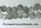 CTD2143 15*25mm - 18*25mm freeform black rutilated quartz  beads