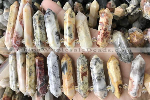 CTD2244 10*22mm - 12*45mm faceted nuggets crazy lace agate beads