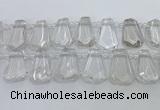 CTD2265 Top drilled 16*28mm - 20*30mm faceted freeform white crystal beads