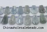 CTD2268 Top drilled 16*28mm - 20*30mm faceted freeform aquamarine beads