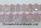 CTD2271 Top drilled 16*28mm - 20*30mm faceted freeform rose quartz beads