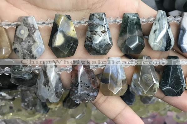 CTD2278 Top drilled 16*28mm - 20*30mm faceted freeform ocean agate beads