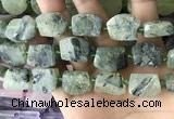 CTD2283 Top drilled 15*20mm - 17*23mm freeform green rutilated quartz beads