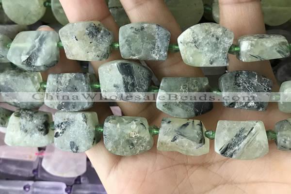 CTD2283 Top drilled 15*20mm - 17*23mm freeform green rutilated quartz beads