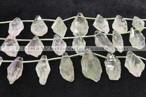 CTD2305 Top drilled 15*20mm - 25*40mm faceted nuggets green quartz beads