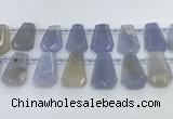 CTD2330 Top drilled 16*18mm - 20*30mm freeform blue chalcedony beads