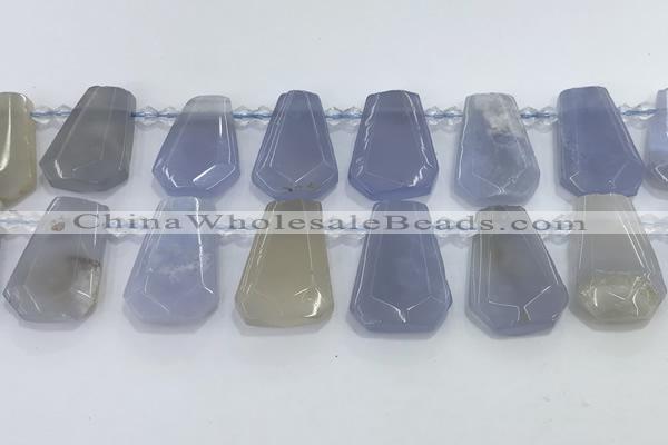 CTD2330 Top drilled 16*18mm - 20*30mm freeform blue chalcedony beads