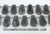 CTD2352 Top drilled 16*18mm - 20*30mm freeform moss quartz beads