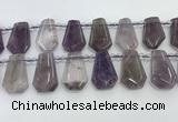 CTD2356 Top drilled 16*18mm - 20*30mm faceted freeform amethyst beads