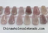 CTD2357 Top drilled 16*18mm - 20*30mm freeform Madagascar rose quartz beads