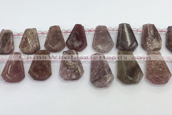 CTD2358 Top drilled 16*18mm - 20*30mm freeform strawberry quartz beads