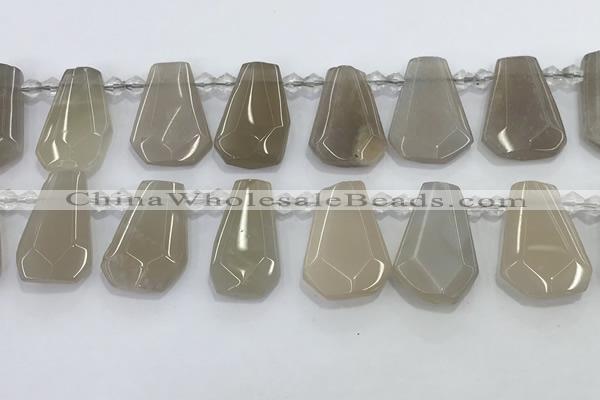 CTD2362 Top drilled 16*18mm - 20*30mm faceted freeform moonstone beads