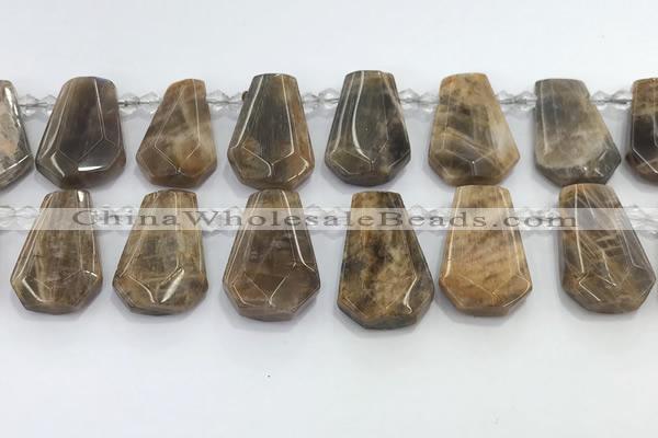 CTD2364 Top drilled 16*18mm - 20*30mm faceted freeform moonstone beads