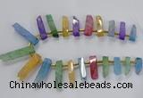 CTD2518 Top drilled 8*25mm - 11*50mm sticks druzy agate beads