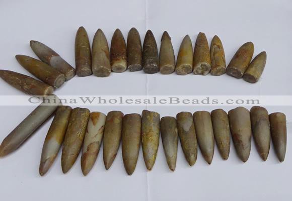 CTD2562 Top drilled 12*35mm - 15*55mm bullet agate fossil beads