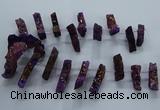 CTD2579 Top drilled 10*30mm - 10*50mm sticks plated druzy agate beads