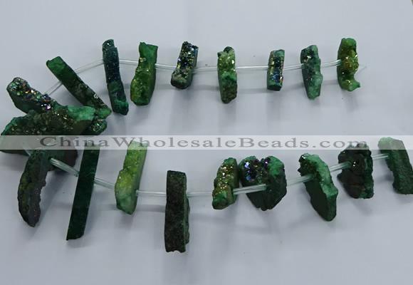 CTD2582 Top drilled 10*30mm - 10*50mm sticks plated druzy agate beads