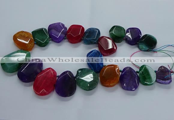 CTD2591 Top drilled 20*25mm - 30*40mm faceted freeform agate beads