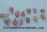 CTD2622 Top drilled 10*25mm - 20*45mm nuggets plated druzy quartz beads