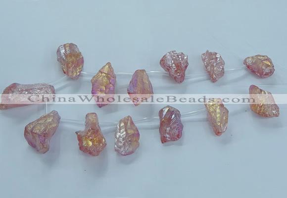 CTD2622 Top drilled 10*25mm - 20*45mm nuggets plated druzy quartz beads