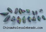 CTD2633 Top drilled 10*25mm - 20*45mm nuggets plated druzy quartz beads