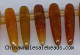 CTD2724 Top drilled 8*35mm bullet agate gemstone beads wholesale