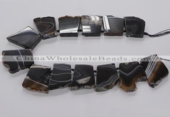 CTD2769 Top drilled 25*30mm - 35*40mm freeform line agate beads