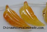 CTD2772 Top drilled 20*45mm - 25*55mm carved leaf agate beads