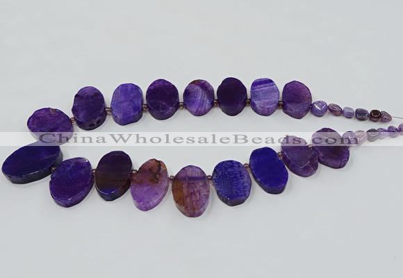 CTD2782 Top drilled 15*25mm - 25*40mm oval agate gemstone beads