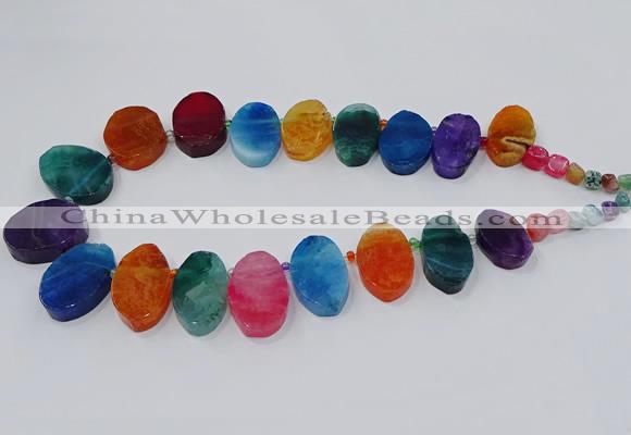 CTD2786 Top drilled 15*25mm - 25*40mm oval agate gemstone beads