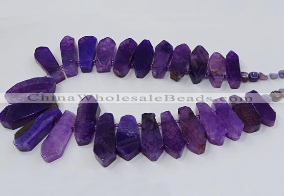 CTD2820 Top drilled 15*30mm - 18*45mm sticks agate gemstone beads